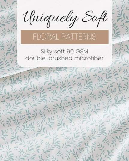 Linen Market 4 Piece King Bedding Sheet Set (Light Blue Vines) - Sleep Better Than Ever with These Ultra-Soft & Cooling Bed Sheets for Your King Size Bed - Deep Pocket Fits 16" Mattress - LeafyLoom