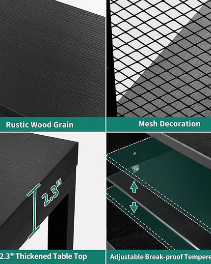 YITAHOME LED Television Stands w/Power Outlets for 70/65 inch, Modern Industrial TV Stand, Entertainment Center w/Open Storage TV Table, Entertainment Center for 360lbs for Living Room,Black - LeafyLoom