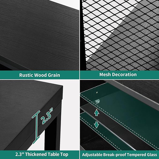 YITAHOME LED Television Stands w/Power Outlets for 70/65 inch, Modern Industrial TV Stand, Entertainment Center w/Open Storage TV Table, Entertainment Center for 360lbs for Living Room,Black - LeafyLoom