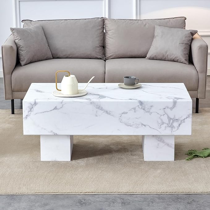 NicBex Dining Table Kitchen Table Contemporary Coffee Table Has Patterns Modern Rectangular Table for Living Rooms Meeting Rooms Banquet Hall, White - LeafyLoom