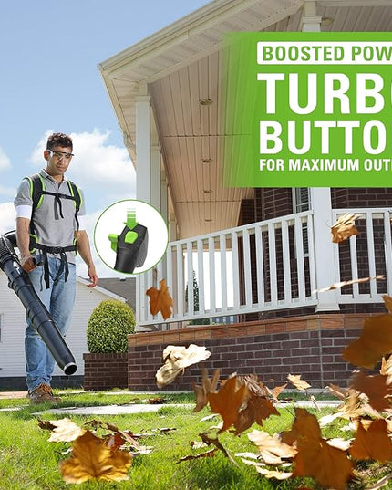 Greenworks 40V (165 MPH / 660 CFM / 75+ Compatible Tools) Cordless Brushless Backpack Leaf Blower, 8.0Ah Battery and Charger Included, Green - LeafyLoom