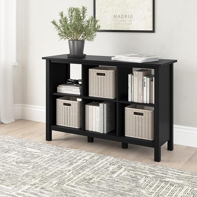 Bush Furniture Broadview 6 Cube Organizer in Classic Black | Storage for Home Office Workspace - LeafyLoom
