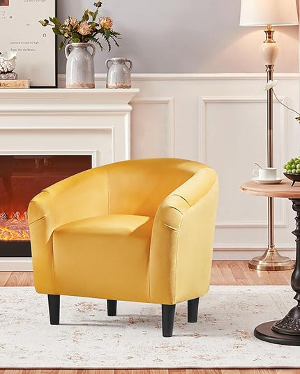 Yaheetech Yellow Chair, Accent Chair for Bedroom, Armchair for Living Room, Velvet Fabric Club Chair with Soft Padded Seat and Sturdy Legs for Bedroom Waiting Room, Yellow - LeafyLoom