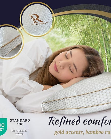 Royal Therapy Queen Memory Foam Pillow, Adjustable Shredded Odor-Free Pillow for Neck & Shoulder Pain Relief, Support for Back, Stomach, Side Sleepers, AirFlowPRO - LeafyLoom