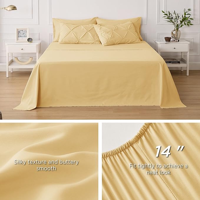 Bedsure Full Size Comforter Sets - Bedding Sets Full 7 Pieces, Bed in a Bag Yellow Bed Sets with Comforter, Sheet, Pillowcases & Shams - LeafyLoom