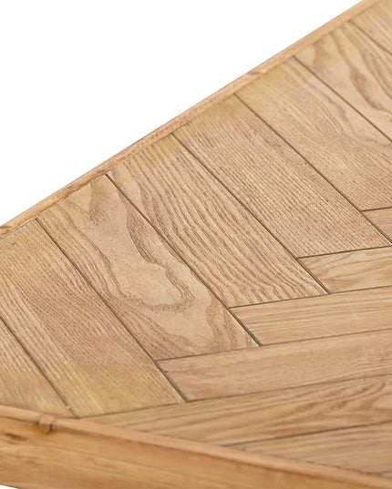 Modern Wood Coffee Table, 1.9 "thickness Coffee Table for Living Room Chevron Pattern & Metal Hairpin Legs - LeafyLoom