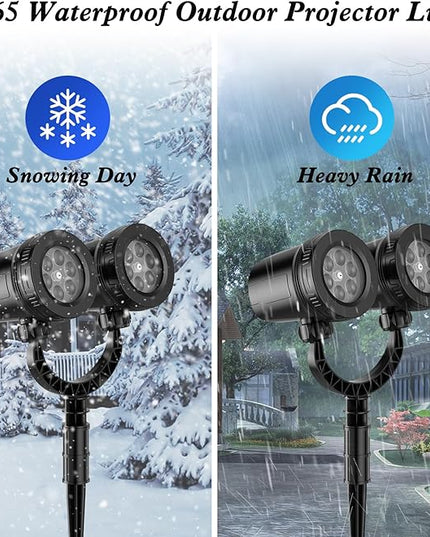 2024 Upgraded Dual-Head Christmas Snowflake Projector Light Outdoor,IP65 Waterproof Christmas LED Projector Light Outside,180° Rotation Projector for Indoor,Patio Wall Window Decorations Satxtrem