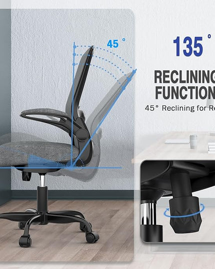 Office Chair, Ergonomic Desk Chair with Adjustable Lumbar Support, High Back Mesh Computer Chair with Flip-up Armrests-BIFMA Passed Task Chairs, Executive Chair for Home Office - LeafyLoom