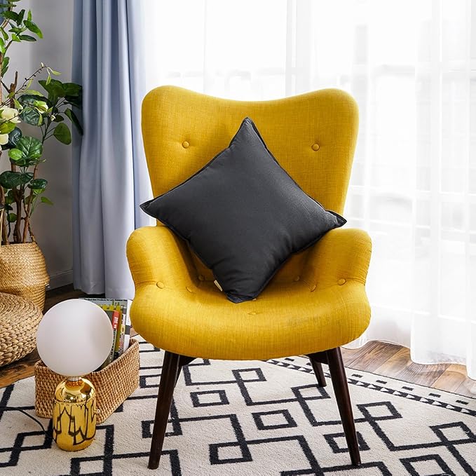 Jeanerlor Set of 2 Decorative Cotton Linen Couch Throw Pillow Case 26"x26" Sofa Pillow Durable Classy, Comfortable Cushion Cover for Living Room Car (65 x 65cm) Dark Grey - LeafyLoom