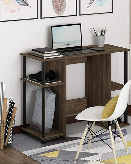 Furinno Jaya Computer Study Desk, Columbia Walnut/Black - LeafyLoom