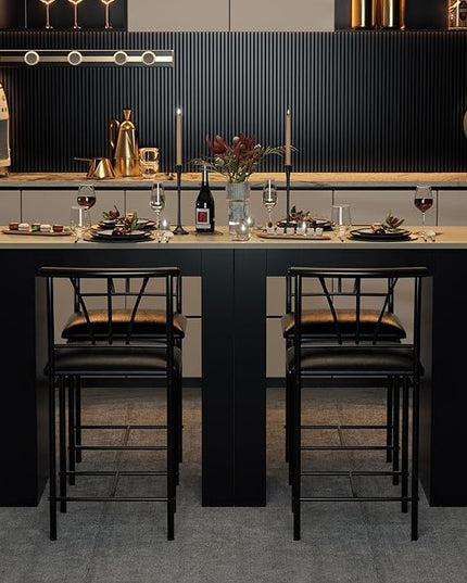 VECELO Small Bar Table and Chairs Tall Kitchen Breakfast Nook with Stools/Dining Set for 2, Storage Shelves, Space-Saving, Gray - LeafyLoom
