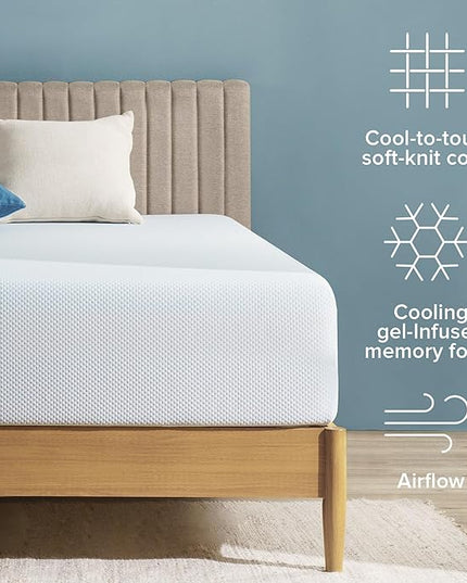 Zinus 10 Inch Green Tea Cooling Memory Foam Mattress [New Version], Queen, Fiberglass Free, Medium Firmness, Cooling Gel Foam, Certified Safe Foams & Fabric, Mattress in A Box - LeafyLoom