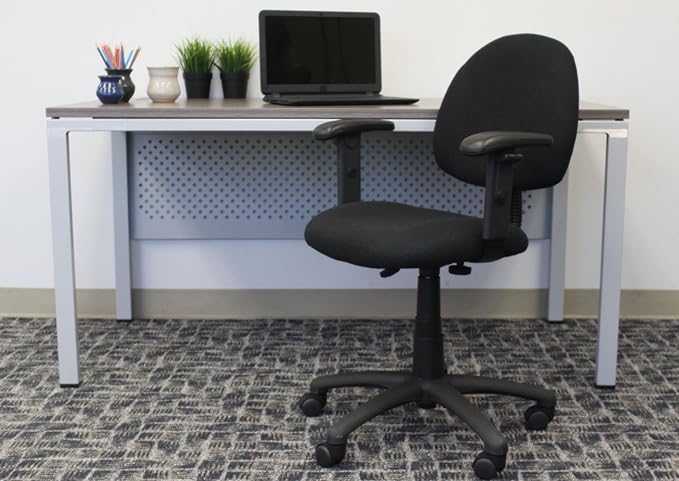 Boss Office Products Perfect Posture Delux Fabric Task Chair with Adjustable Arms in Black - LeafyLoom