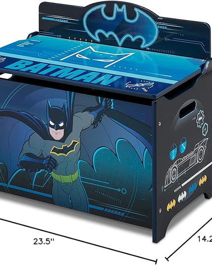 Batman Deluxe Toy Box by Delta Children Greenguard Gold Certified, Black/Blue - LeafyLoom