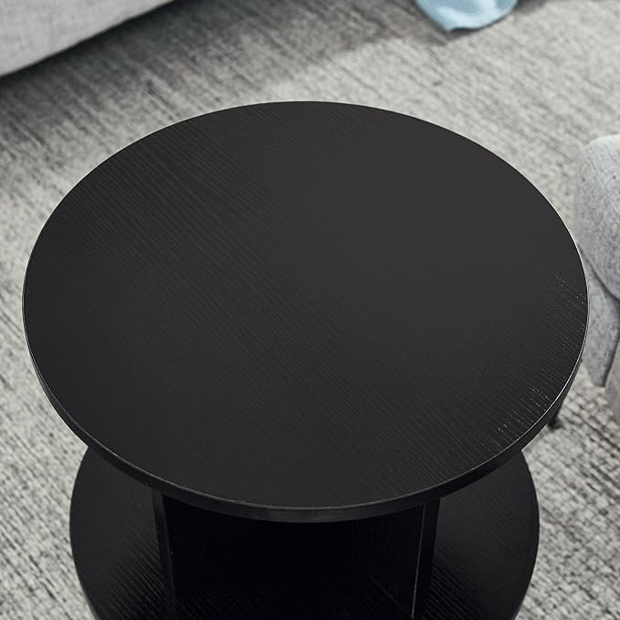 ECYIL Double Layered Independent Storage Rack, Full Circular Color Blocking Bookshelf, Suitable for Home, Office, Living Room, etc (black) - LeafyLoom