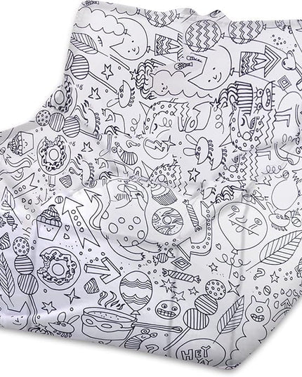 Posh Creations Structured Comfy Bean Bag Chair for Gaming, Reading, and Watching TV, Newport Chair, Canvas Coloring Fabric - Creatures - LeafyLoom