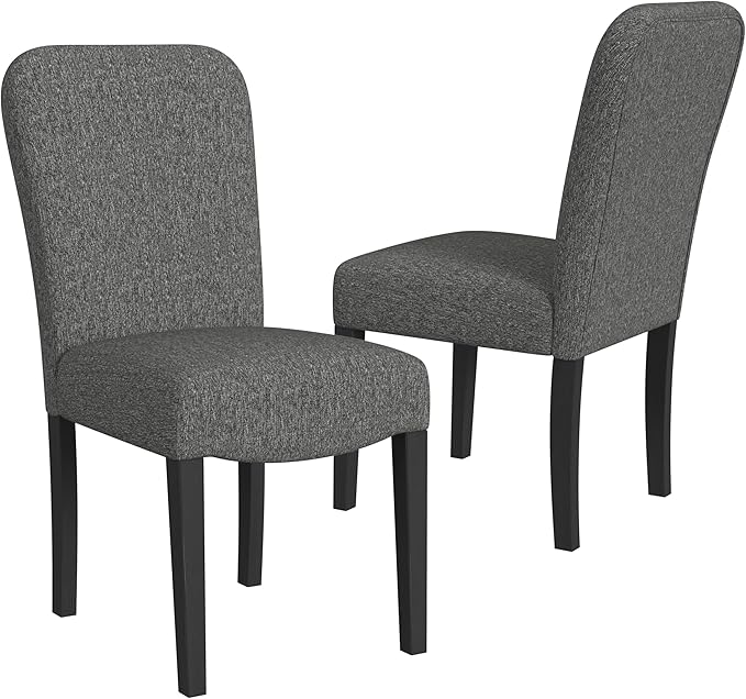 HomePop Classic Parsons Dining Chairs, Black Woven (set of 2) - LeafyLoom