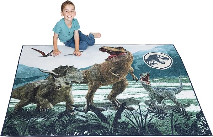 Franco Kids Room Non Slip Area Rug, 69 in x 52 in, Jurassic World - LeafyLoom