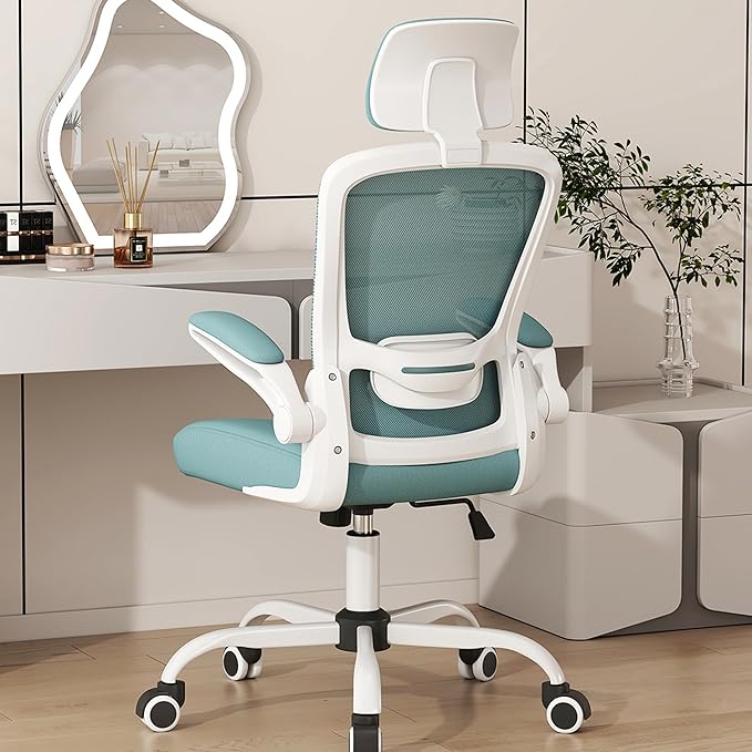Mimoglad Office Chair, High Back Ergonomic Desk Chair with Adjustable Lumbar Support and Headrest, Swivel Task Chair with flip-up Armrests for Guitar Playing, 5 Years Warranty - LeafyLoom