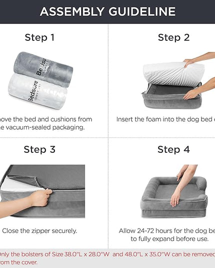 Bedsure Small Orthopedic Dog Bed - Washable Bolster Dog Sofa Beds for Small Dogs, Supportive Foam Pet Couch Bed with Removable Washable Cover, Waterproof Lining and Nonskid Bottom Couch, Blue BEDSURE