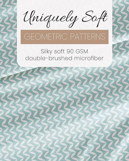Linen Market 4 Piece Sheet Set Patterned, California King, Puffed Chevron Light Blue - LeafyLoom