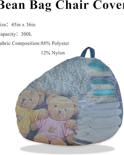 Bean Bag Chairs (No Filler),Bean Bag Cover,Stuffed Animal Storage Bean Bag,Toddler Bean Bag,Bean Bag for Adults,Kids,Teens,Large bean bag - LeafyLoom