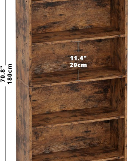 IRONCK Industrial Bookshelves and Bookcases Floor Standing 6 Shelf Display Storage Shelves 70 in Tall Bookcase Home Decor Furniture for Home Office, Living Room, Bed Room, Vintage Brown - LeafyLoom