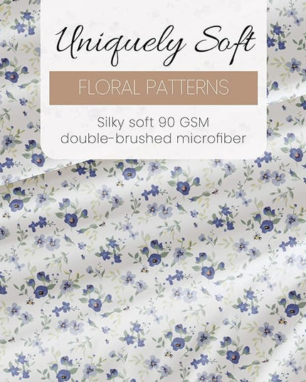 Linen Market 4 Piece Queen Sheet Set (Light Blue Floral) - Sleep Better Than Ever with These Ultra-Soft & Cooling Bed Sheets for Your Queen Size Bed - Deep Pocket Fits 16" Mattress - LeafyLoom