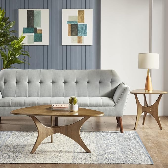 INK+IVY Blaze Triangle Wood Coffee Table Plywood with Wood Veneer Legs, Mid-Century Modern, Easy Assembly, Accent Furniture For Living Room, Minimalist Décor, Light Brown - LeafyLoom