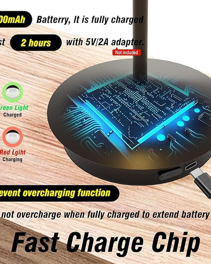Rechargeable Table Lamp,Cordless Table Lamp,Touch Dimmable Wireless Lamp in Aluminium,5000mAh Battery Desk Lamp for Home/Restaurant/Outside Dining/Dinner/Patio(Brown) - LeafyLoom