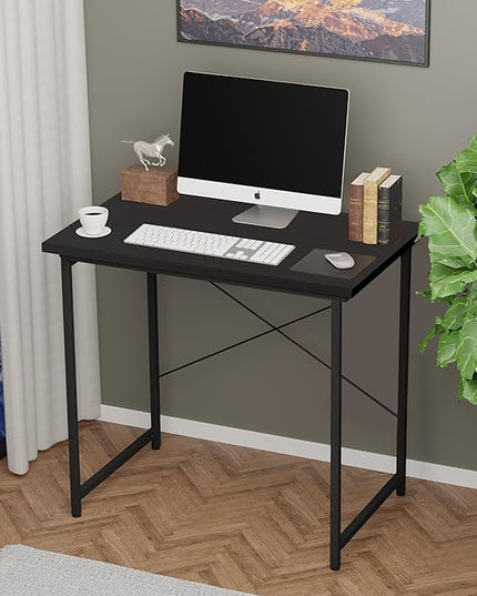 YSSOA Computer Desk Home Office Work Study Writing Modern Simple Table with Headphone Hooks, 32 Inch, Basic Black - LeafyLoom