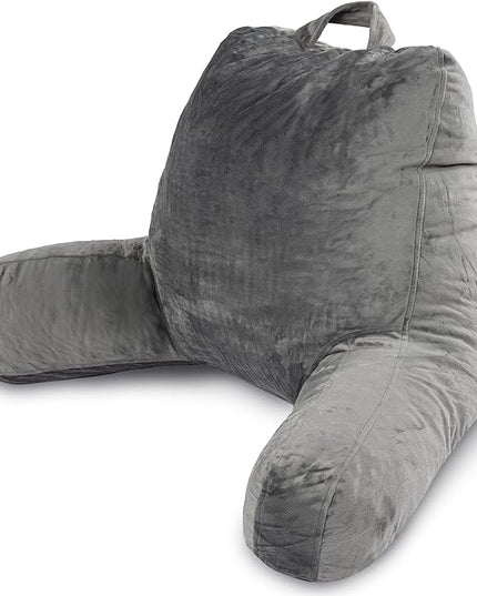 Milliard Reading Pillow with Shredded Memory Foam, Large Adult Backrest with Arms, Back Support for Sitting Up in Bed with Washable Cover (Sit up Pillow) - LeafyLoom