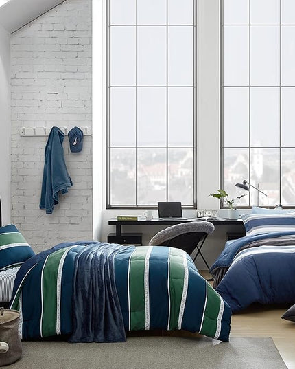 Nautica - Twin XL Comforter Set, Reversible Bedding with Matching Sham, Casual Home Decor, Dorm Room Essentials (Heathered Block Grey, Twin/Twin XL) - LeafyLoom