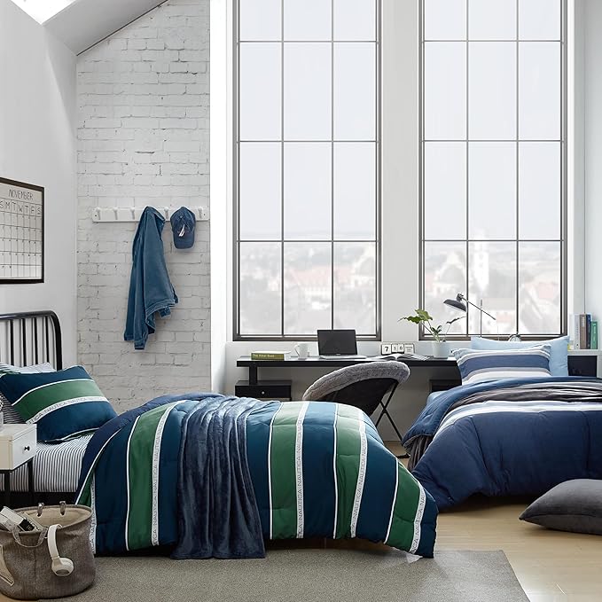 Nautica - Twin XL Comforter Set, Reversible Bedding with Matching Sham, Casual Home Decor, Dorm Room Essentials (Heathered Block Grey, Twin/Twin XL) - LeafyLoom