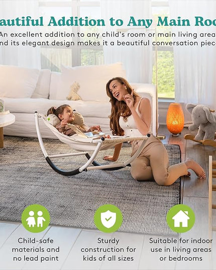 Kids Rocking Chair - Kids Recliner Chairs for Toddlers, Kids Chairs Comfy Toddlers Lounge Chair - Adjustable Pillow and Blanket for Sensory Comfort Included - LeafyLoom