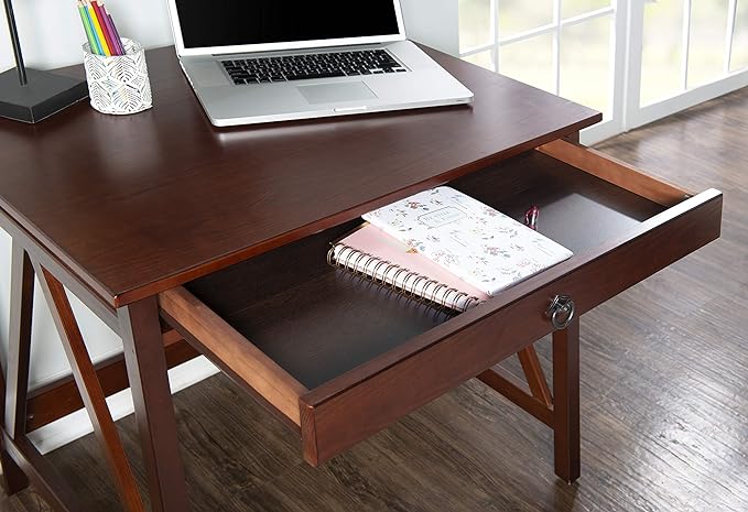 Linon Home Dcor Titian Laptop Desk, Antique Tobacco, 31.5" W x 24.02" D x 30" H - LeafyLoom