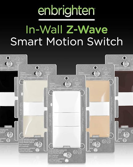 Enbrighten Z-Wave Smart Motion Sensor Light Indoor, On/Off, Vacancy/Occupancy Sensor, Includes White & Almond, Zwave Hub Required, Works with SmartThings, Wink, & Alexa, Smart Light Switch, 26931 Enbrighten