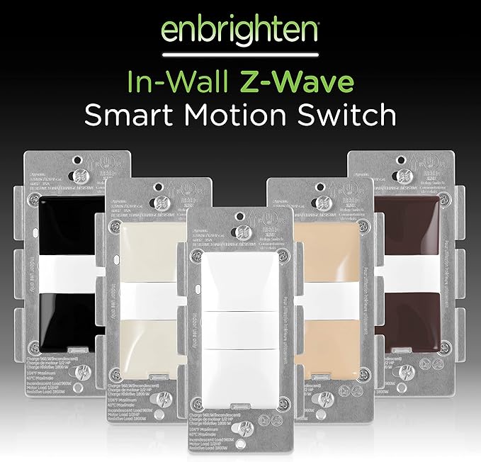 Enbrighten Z-Wave Smart Motion Sensor Light Indoor, On/Off, Vacancy/Occupancy Sensor, Includes White & Almond, Zwave Hub Required, Works with SmartThings, Wink, & Alexa, Smart Light Switch, 26931 Enbrighten