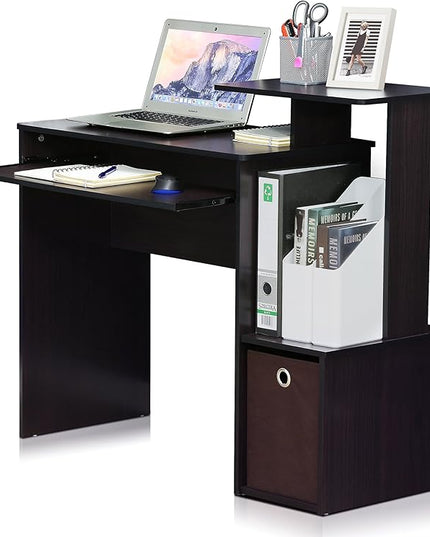 Furinno Econ Multipurpose Home Office Computer Writing Desk, regular, Dark Walnut - LeafyLoom