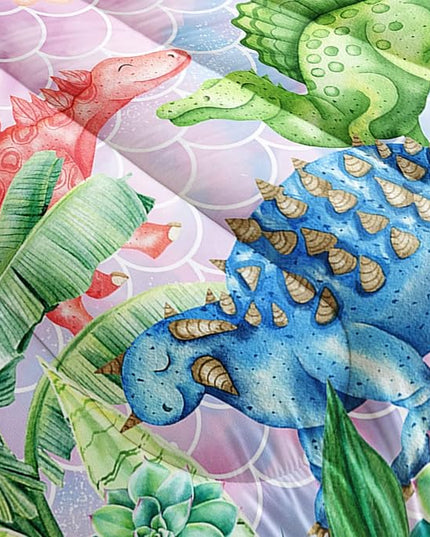 Datura home Kids Dinosaur Comforter Set for Girls Women,Cute Mermaid Scales and Rainbow Cloud Printed Pattern Kawaii Dinosaur Bedding Set with 2 Pillowcases(Dinosaur Rainbow Queen) - LeafyLoom
