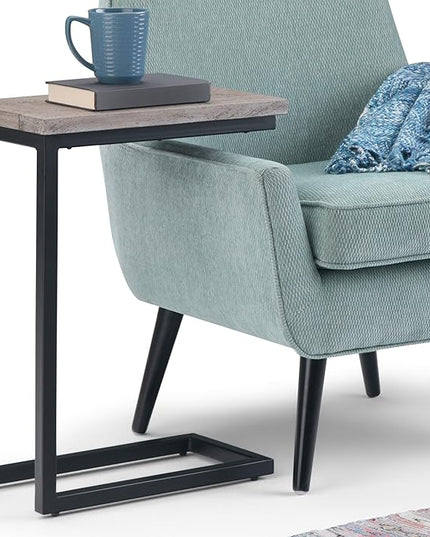 SIMPLIHOME Skyler SOLID MANGO WOOD and Metal 18 Inch Wide Rectangle C Side Table in Birch, Fully Assembled, For the Living Room and Bedroom - LeafyLoom