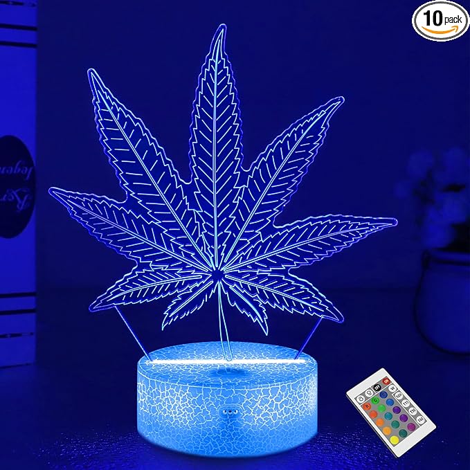 FULLOSUN Leaf Illusion Gift, Kids Leaf Illusion Night Light (with Remote Control), 3D Illumination Lights Boys Gift 16 Colors Changeable Kids Room Lighting Creative Decoration... (Leaf Illusion) - LeafyLoom