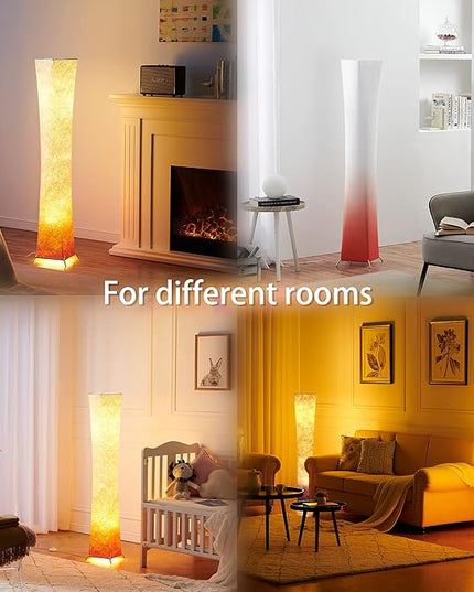 chiphy Floor Lamp, Dimmable 52" (S) Tall Standing Lamp, 3 Levels Adjustable Brightness LED Bulbs, Column Floor Light, Red Gradient Fabric Lampshade, Home Decor for Living Room, Bedroom, Kids Room - LeafyLoom
