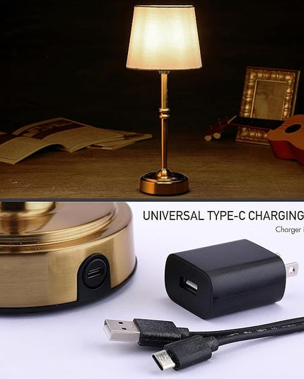 O’Bright Seraph - Cordless LED Table Lamp with Dimmer, Built-in Rechargeable Battery, 3-Level Brightness, Patio Table Lamp, Bedside Night Lamp, Ambient Light for Restaurant, Antique Brass - LeafyLoom