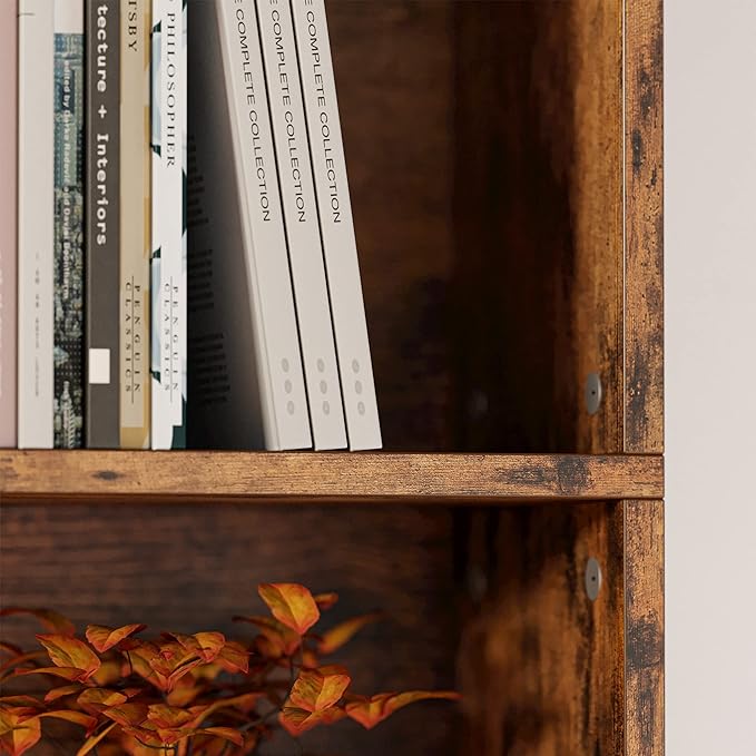 IRONCK Industrial Bookshelves and Bookcases Floor Standing 6 Shelf Display Storage Shelves 70 in Tall Bookcase Home Decor Furniture for Home Office, Living Room, Bed Room, Vintage Brown - LeafyLoom