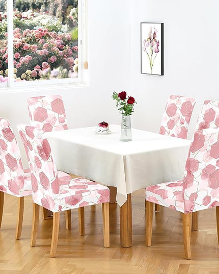 Gibelle Dining Room Chair Covers Set of 6, Soft Stretch Kitchen Chair Covers Slipcover Protector, Removable Washable Geometric Parson Chair Covers 6 Pack, Dusty Pink Gibelle