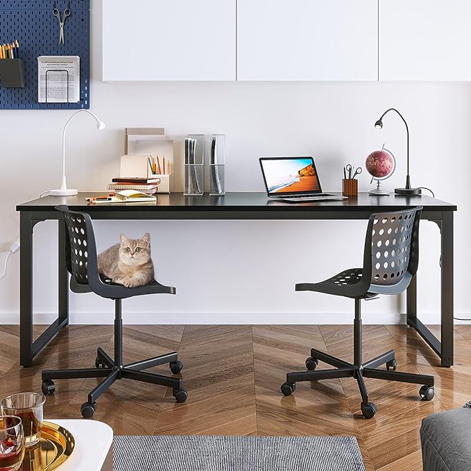 Coleshome 71 Inch Computer Desk, Modern Simple Style Desk for Home Office, Study Student Writing Desk, Black - LeafyLoom
