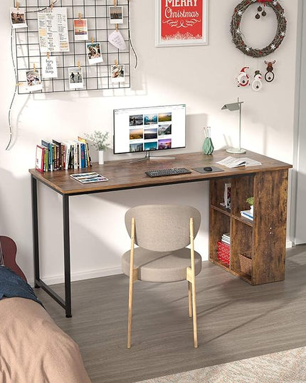 Homfio 47.2'' Computer Desk with Storage Shelves, Modern Home Office Desk Computer Table with Cabinets, Student Studying Writing Desk Wood Desk Workstation for Home Office, Rustic Brown - LeafyLoom