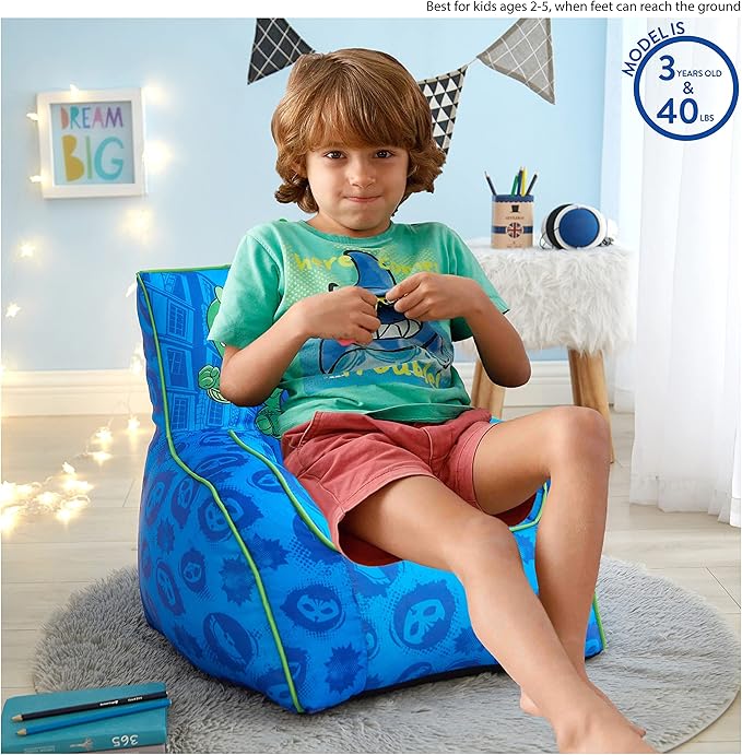 Idea Nuova PJ Mask Toddler Nylon Bean Bag Chair with Piping & Top Carry Handle, NK570401, Medium - LeafyLoom