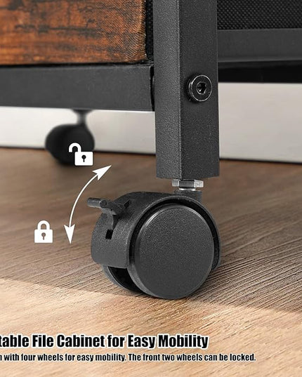 TOPSKY 4 Drawers Mobile Fabric Lateral File Cabinet with Casters for Letter SIze File (Black) - LeafyLoom